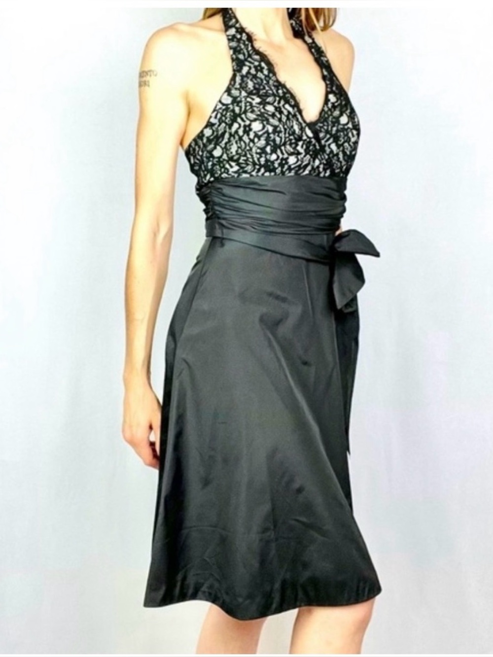 NWT White House Black Market Lace Halter Satin Cocktail Dress Style 30011476